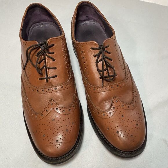 Samuel Windsor Wing Tip Shoes Brown Brogue Oxford Italian Leather BV126 - Picture 2 of 10